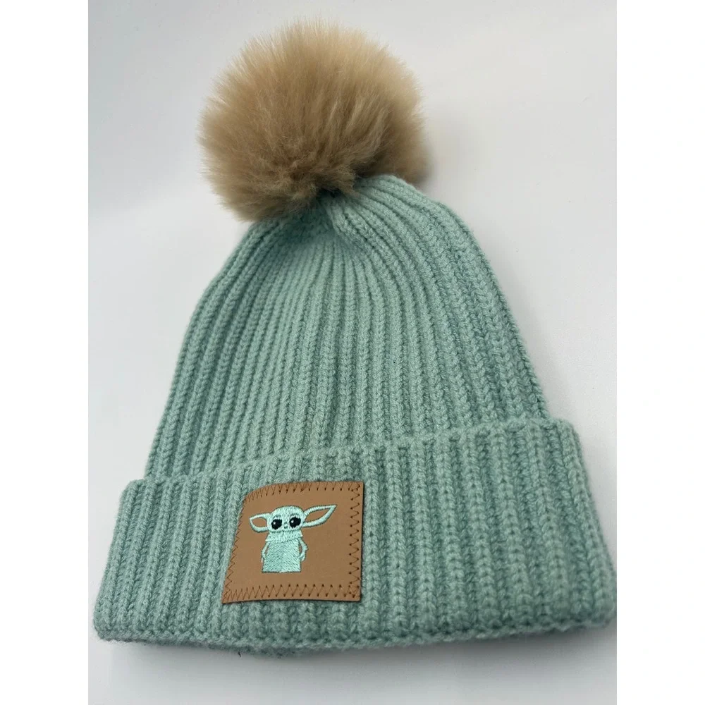 Love Your Melon Star Wars Grogu Baby Yoda Sage Green Pom Beanie Hat B1002